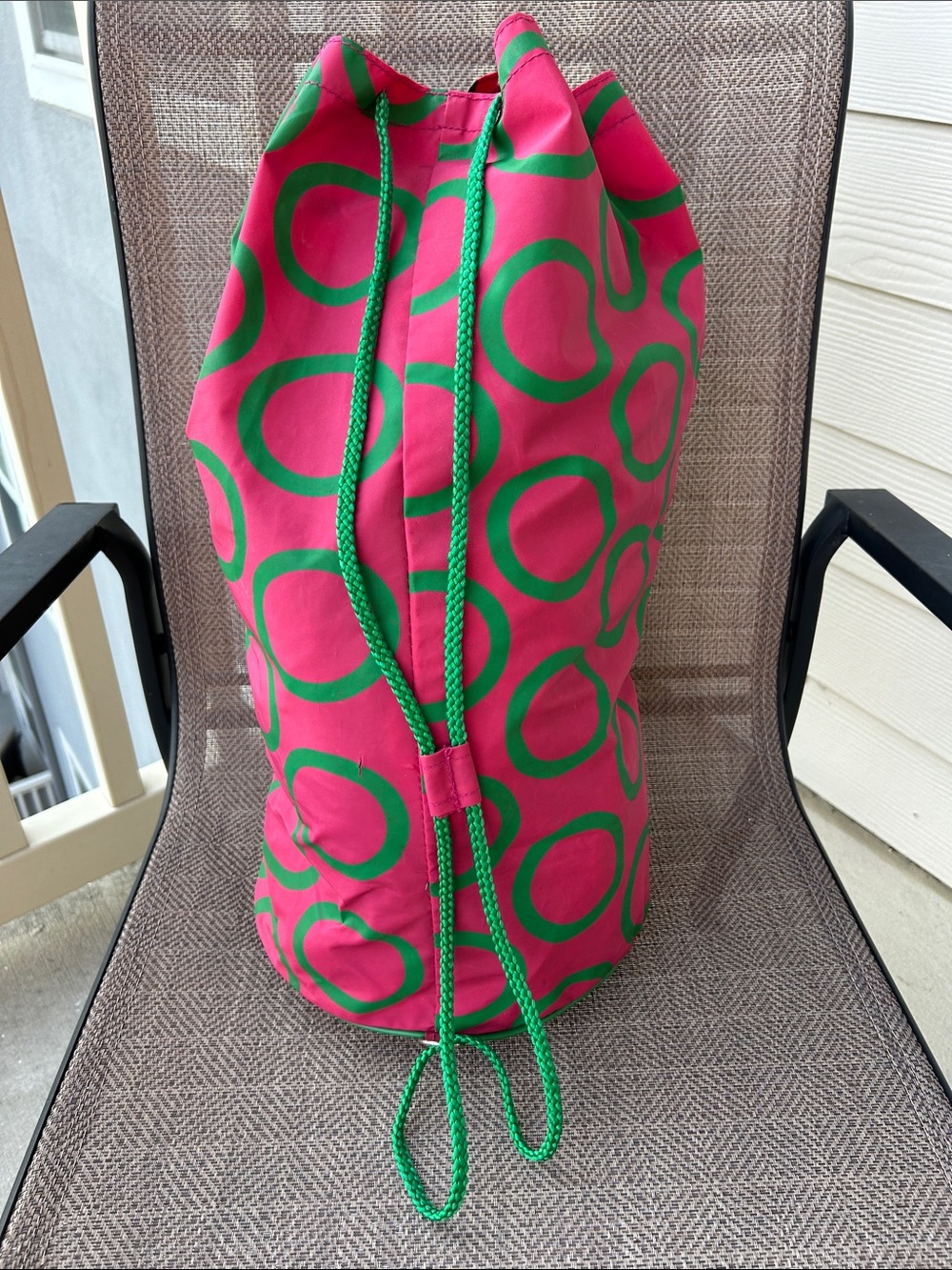 United Colors Of Benetton Vintage Y2K Pink and Green Drawstring Storage Sack - Picture 2 of 8